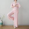 Women's Zen-Style Summer Two-Piece Set: Chinese Ethnic Meditation & Yoga Outfit