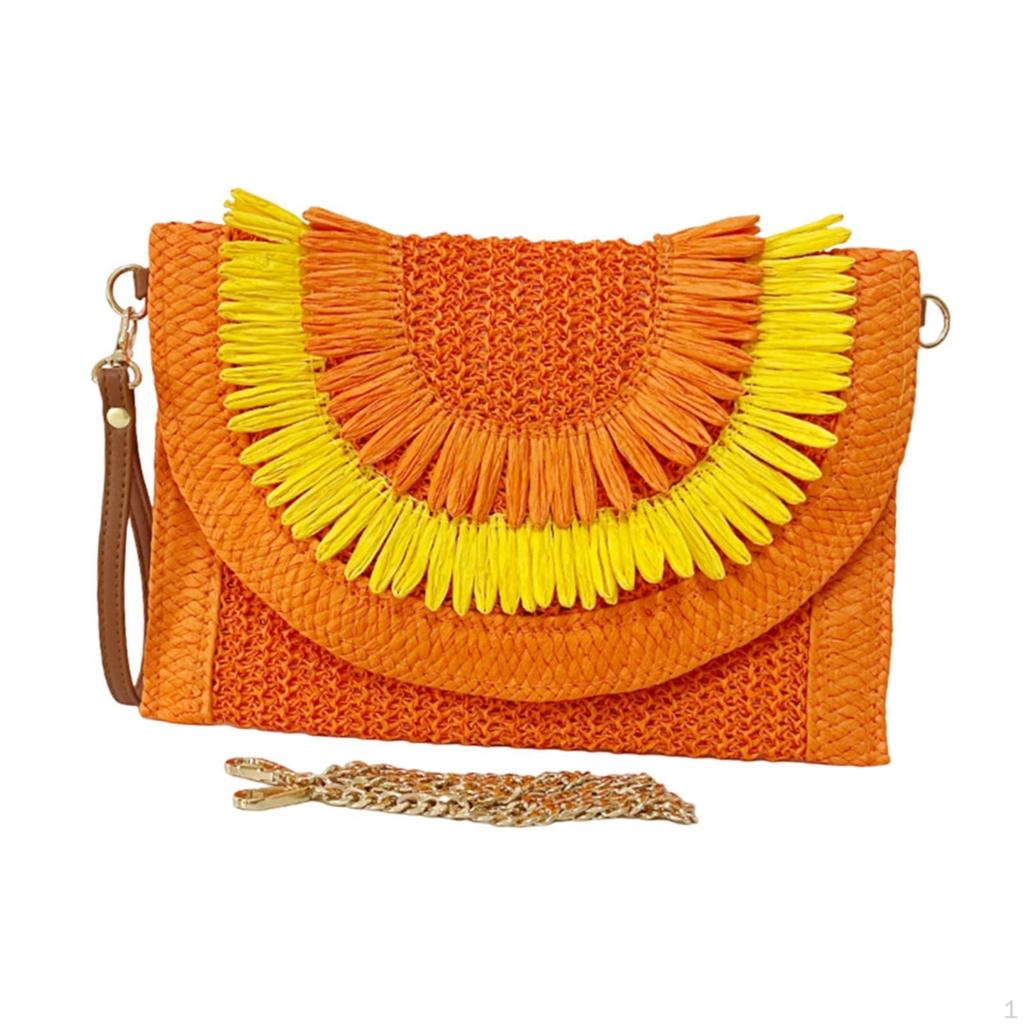 Bohemian Handmade Woven Envelope Bag 29x20cm Clutch Purse for Daily Outings