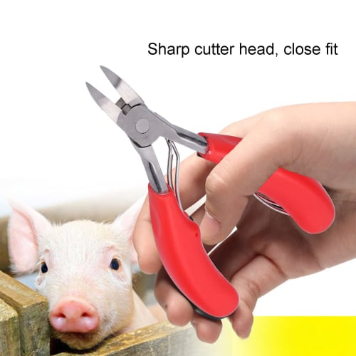 Pig Teething Pliers, Ergonomic Pig Clippers for Cutting Baby Teeth of Small Animals like Piglets and Rabbits (Red)