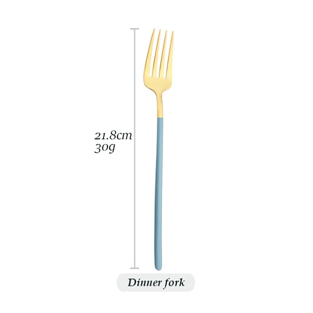 Furculiță Linguriță Cuțit Bețișoare Set de tacâmuri Blue Gold Set din oțel inoxidabil 304 linguriță Argintărie Set de veselă pentru cină Dropshipping