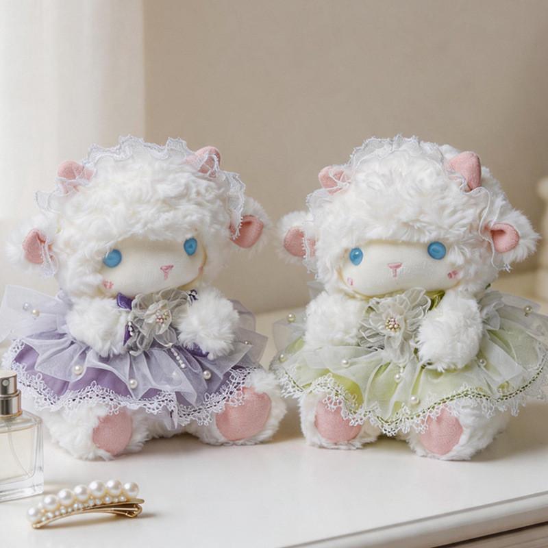 Sheep Plush Toy With Flower Pattern For Kids Gift Soft Cotton Stuffed Animal For Children