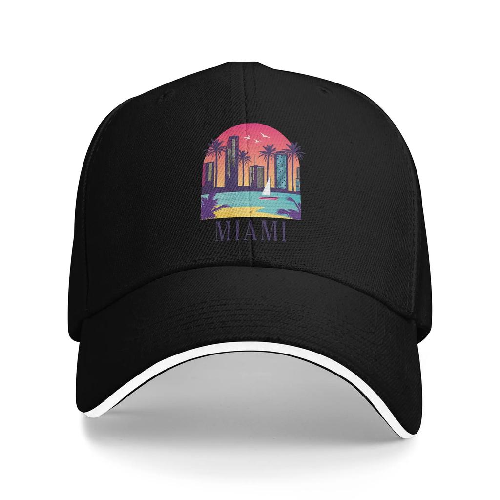 Miami Retro Beach Sandwich Hats Unisex Women RetroBaseball Cap Hat Breathable Snapback Caps Cap High Quality Cap