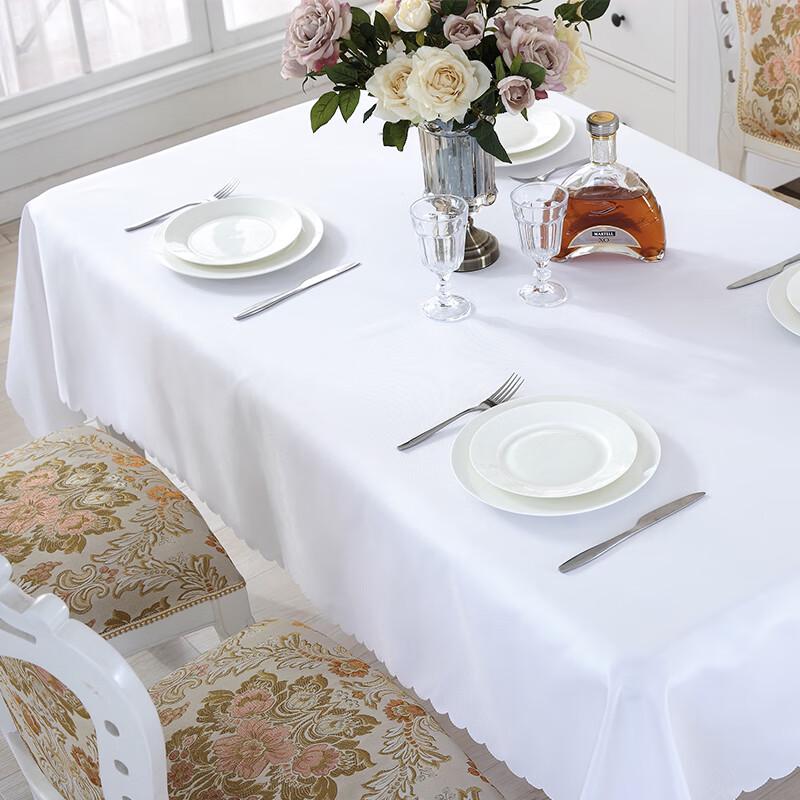 White Rectangular Fabric Conference Tablecloth