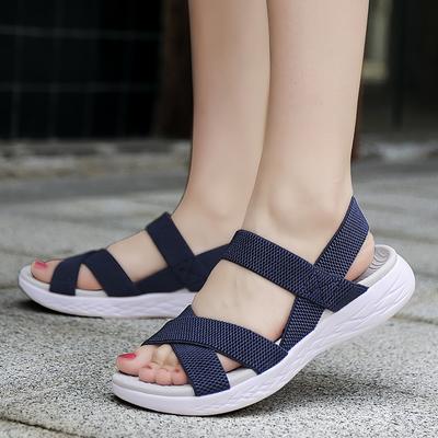 Mode Damen Strick Elastisches Tuch Keilsandalen Slip On Leichte Wandersandalen Damen Übergröße Bequeme Sommerschuhe Frau 2024