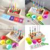 Wooden Color Sorting Tubes With Beads For Fine Motor Skills Development And Early Education