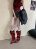 Autumn and winter new European and American long tube slope heel wide tube high boots wrinkled but knee piled boots