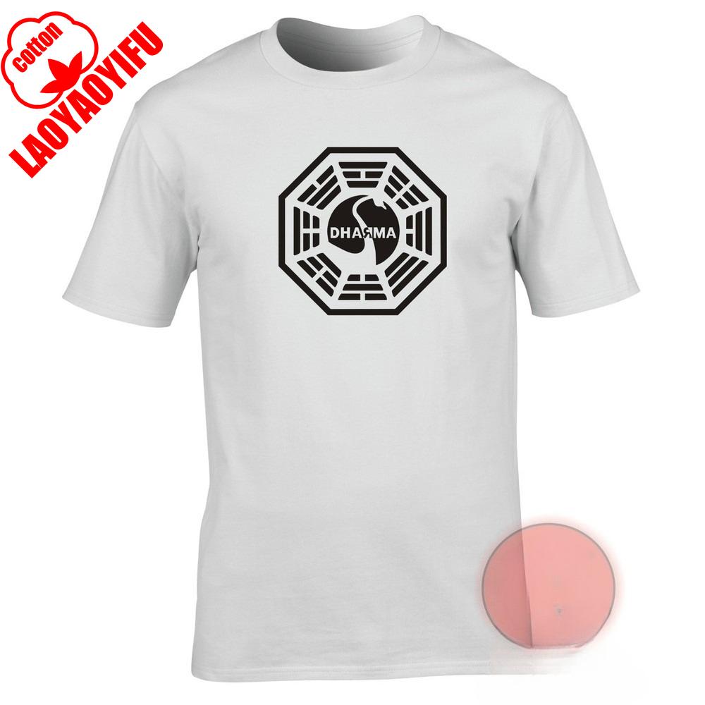 Dharma Initiative Swan Logo T-shirt Lost Tv Series Retro Coolness Summer Breathable Camisetas Nostalgia Retro Street Fashion Top