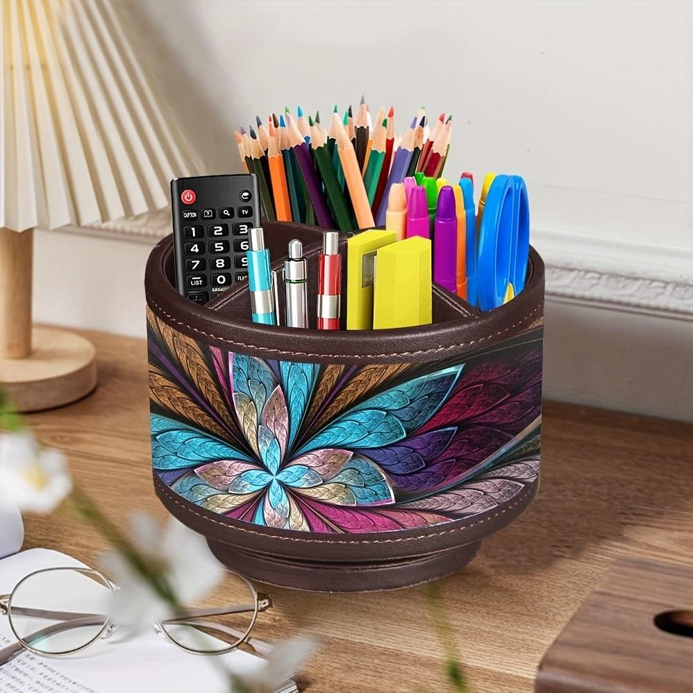 360 degree rotating storage container, highquality Faux Leather storage box, 4 large capacity compartments, suitable for remote control, cosmetics