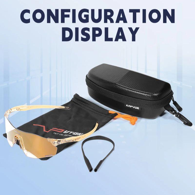 Kapvoe Photochromic Sports Sunglasses Rimless Cycling Glasses Bike Bicycle Glasses Men's MTB Road Running Goggles Red Blue UV400 4