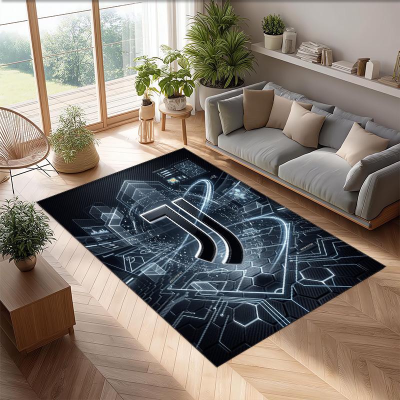 Tappeto in Flanella Stampato Juventus FC Antiscivolo Morbido Poliestere Tappeto per Pavimento Tappetino Decorativo per Interni per Camera da Letto Soggiorno Divano