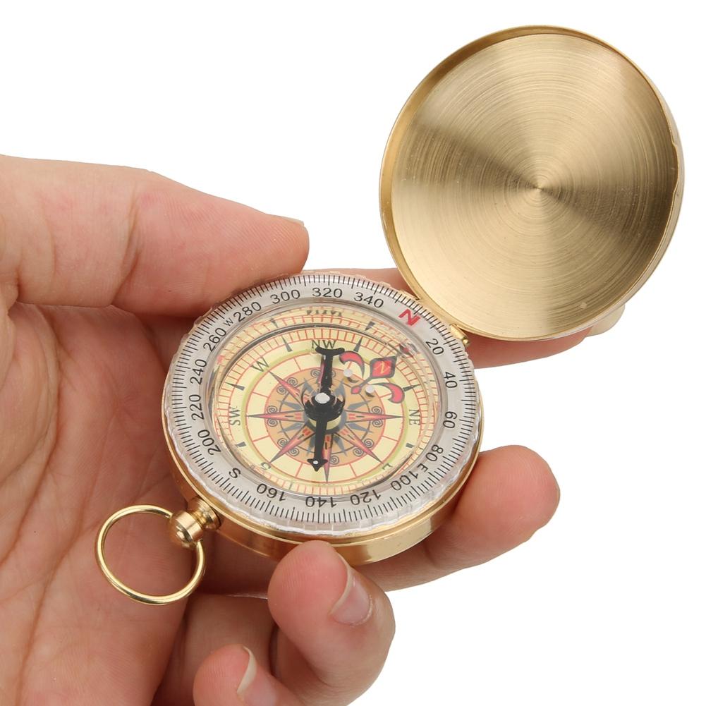 Outdoor Metal Luminous Pocket Watch Compass Copper Flip Cover for Climbing Hiking Campingcompass