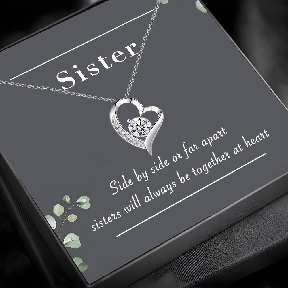 Hjärtformat Halsband Presentförpackning till Syster - Födelsedag, Högtidstacksamhet & Brudtärneuppmuntran Smycken