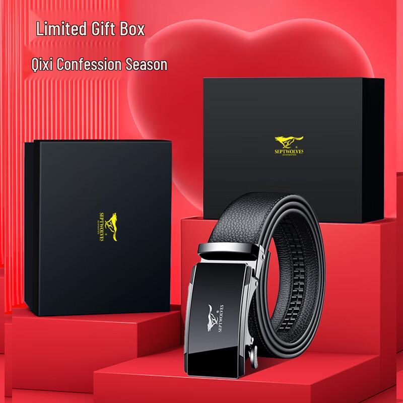 Septwolves Men's Genuine Leather Automatic Buckle Belt