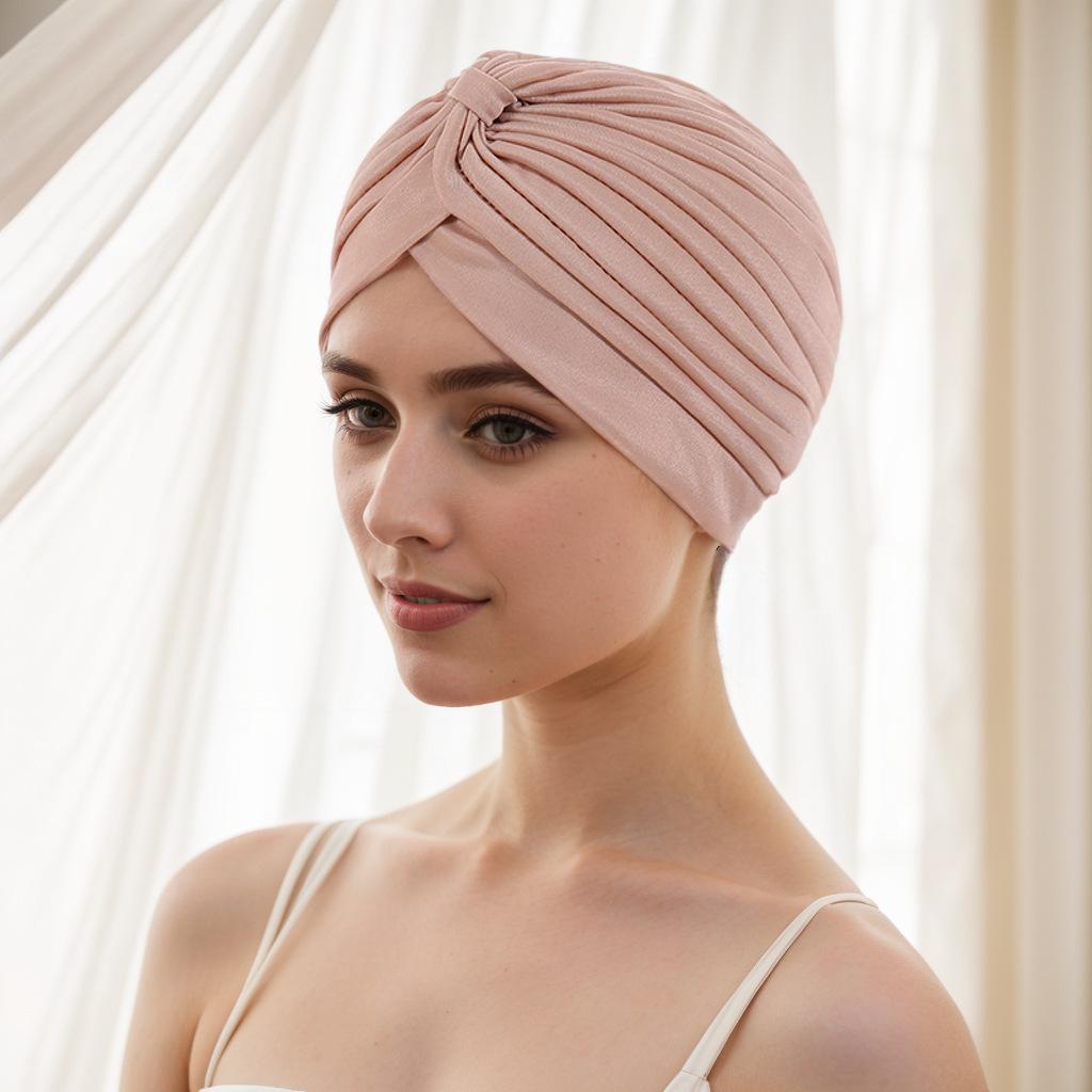 European & American Pleated Hijab and Watermelon Turban