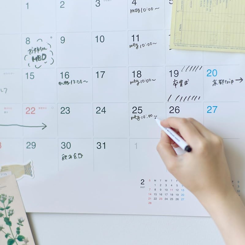 Hobonichi Whiteboard Calendar 2027 Full Size Wall Calendar
