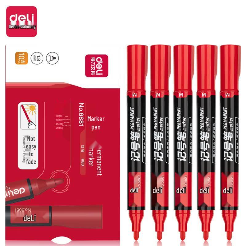 Deli Oil-Based Broad Tip Marker Pens