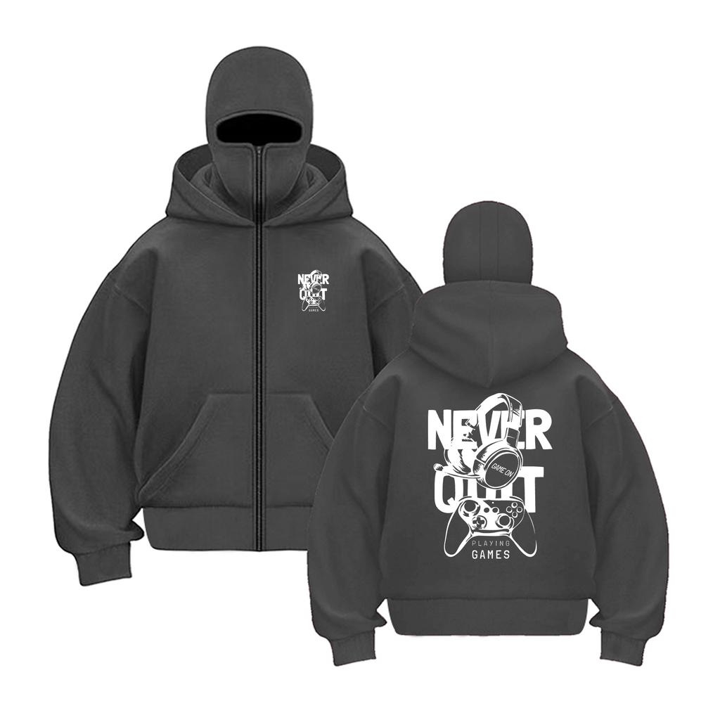 Doppelkappe Reißverschluss Spielekonsole Druck Hoodies Herren Damen Kleidung Hip Hop Kapuzensweatshirt Mode Lässig Übergroßer Hoodie