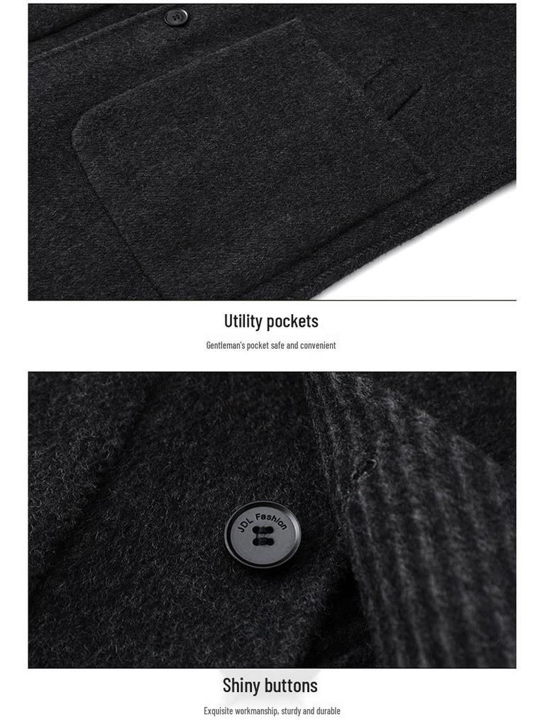 Men's Wool Double-Faced Mid-Length Trench Coat - 2025 Autumn/Winter Collection