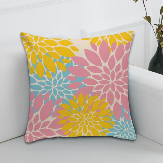 2 Pcs Throw Pillowcase Dahlia Printing Square Cushion Sham Diner Restaurant Hotel Bedroom Office Pillow Cover Machine Washable Zipper Pillowcases