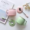 Creative Ceramic Cup With Lid And Spoon Milk Cup Day Breakfast Cup Coffee Cup Customization