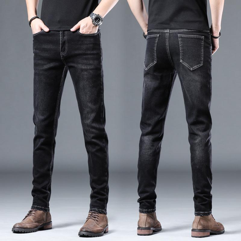 Classic Trendy Slim Fit Small Leg Jeans for Men's Stretch Straight Casual Pants for Men's Pants
