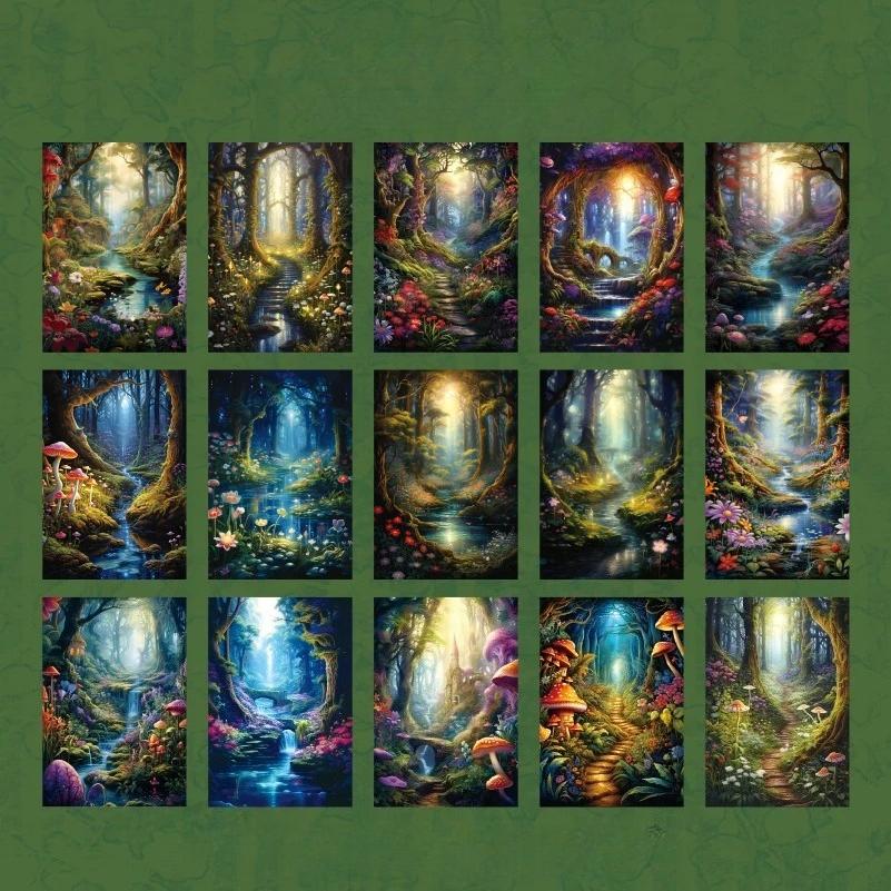 30pcs Fantasy Territory Junk Journal Scrapbooking Material Paper Memo Pads Cards Retro Background Decoration