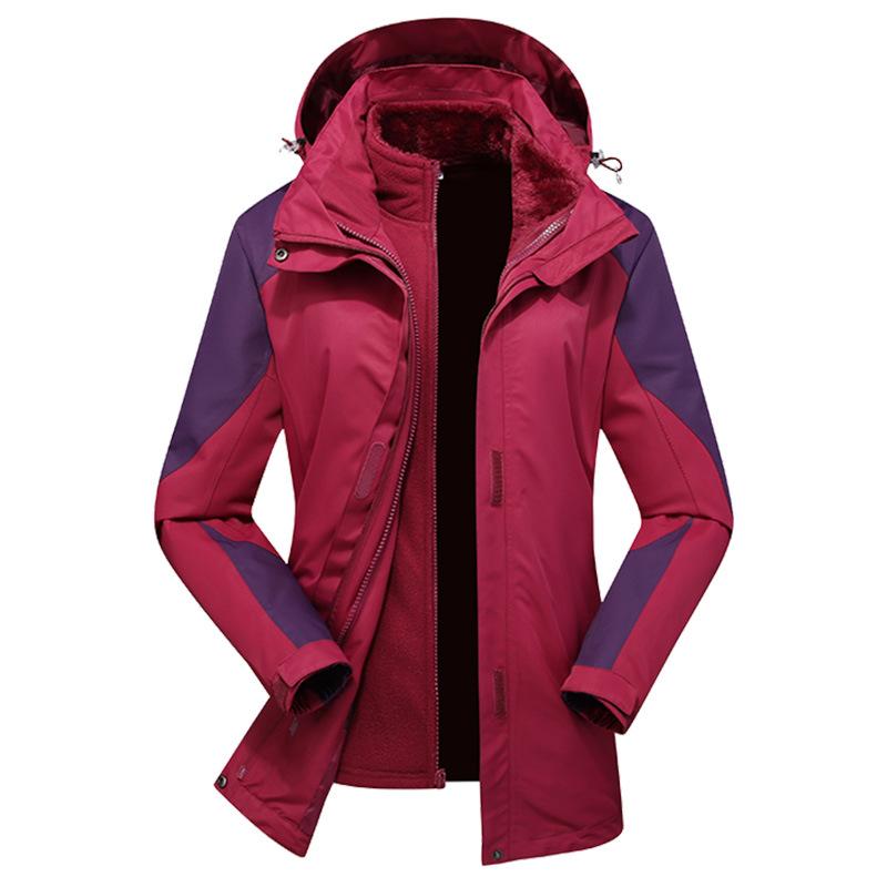 

Куртка Три в одному Для вулиці Зимова Жіноча Куртка Вітрозахисна та Водонепроникна Знімна Куртка для альпінізму Потовщений Кораловий вельвет 2XL