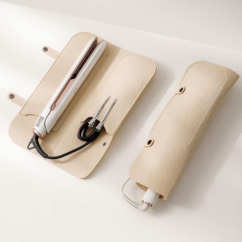 Felt Curling Iron Storage Bag Portable Heat Resistant Hair Curling Wand Cover Curling Iron Insulation Mat