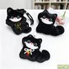 Black Kitten Keychain with Heart Charm - Plush Cat Pendant for Bags