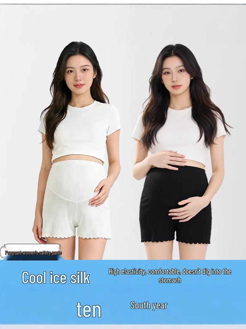 

Maternity Anti-Exposure High Elastic Support Shorts - Ice Silk Base Layer for Pregnant Women L (recommended for 110-130 jin) абрикосовий