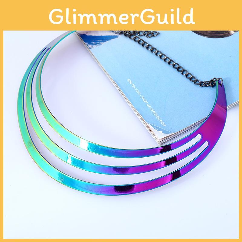 Multi Layer Metal Collar Necklace With Gradient Design For Fashion Statements