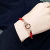 Stylish Red String Double Ring Rose Gold Bracelet for Women - Roman Numeral Design