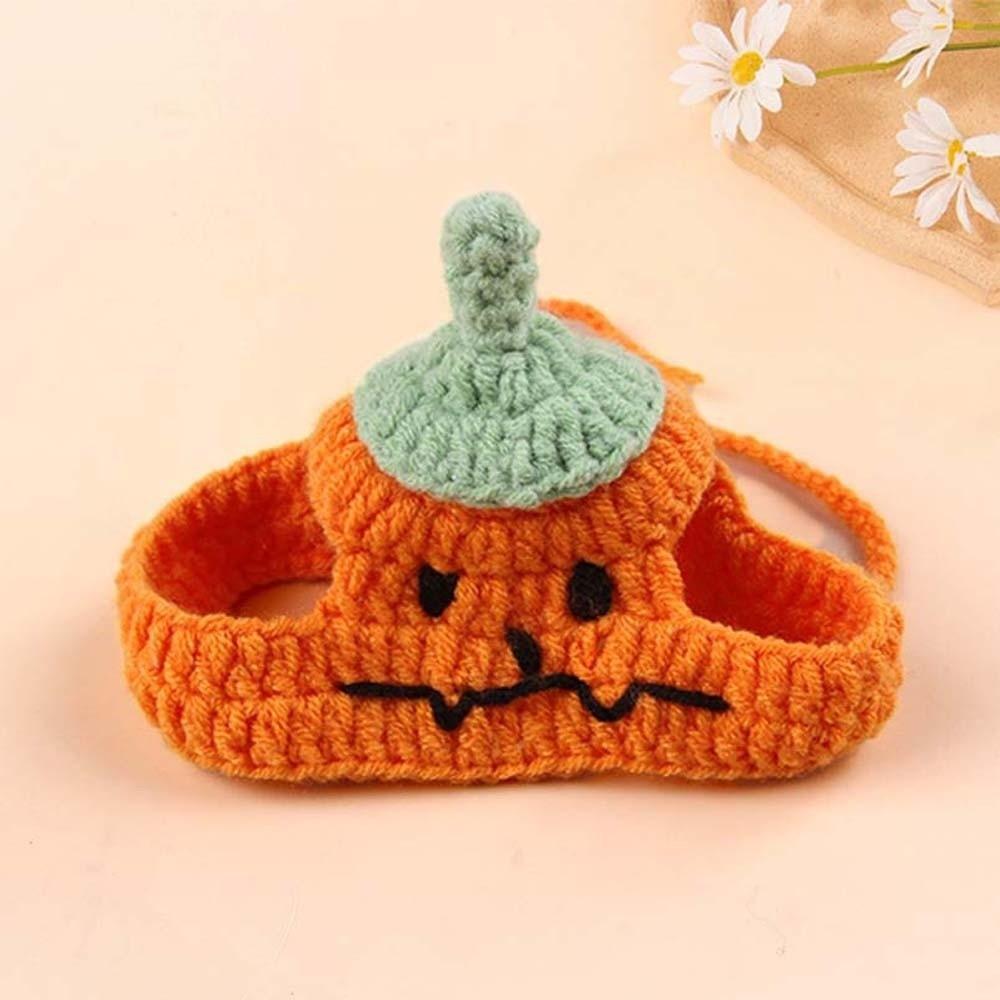 Breathable Halloween Pets Costumes Clothes Pumpkin Halloween Cat Headgear Tie Fashionable Cat Woven Hat Bib Face Decoration