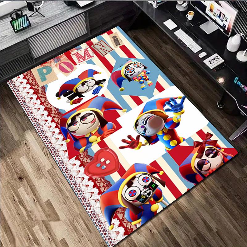 Cartoon-Figur Pomni Teppich Büro Dekorativer Teppich Für Wohnzimmer Schlafzimmer Fußmatte Bodenläufer Computerstuhl Bereichsteppich perfektes Weihnachtsgeschenk