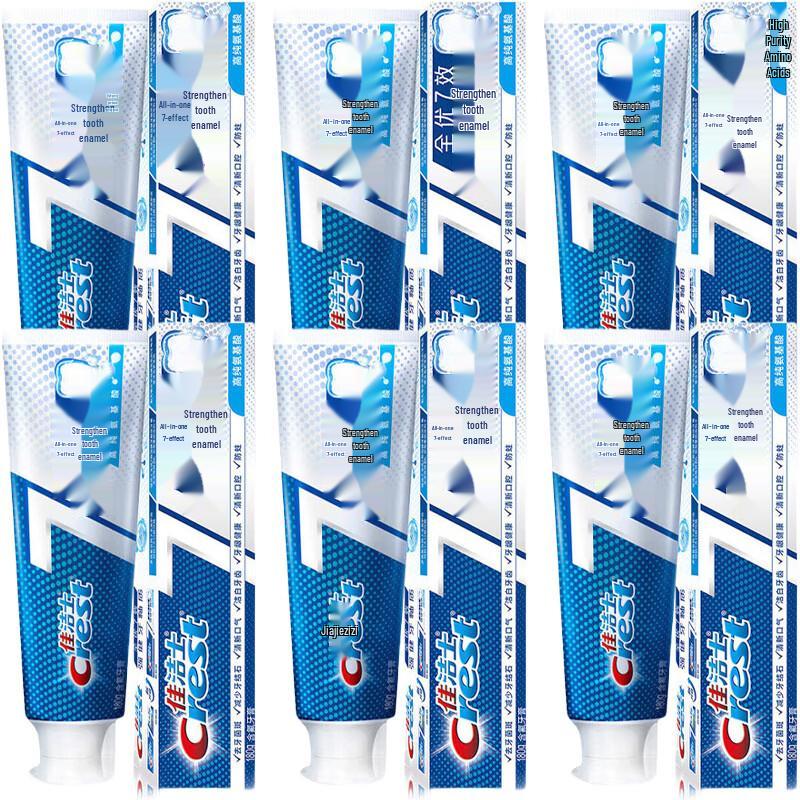 Crest All-in-One 7-Effect Enamel Strengthening Toothpaste (6 x 180g) with Tissues