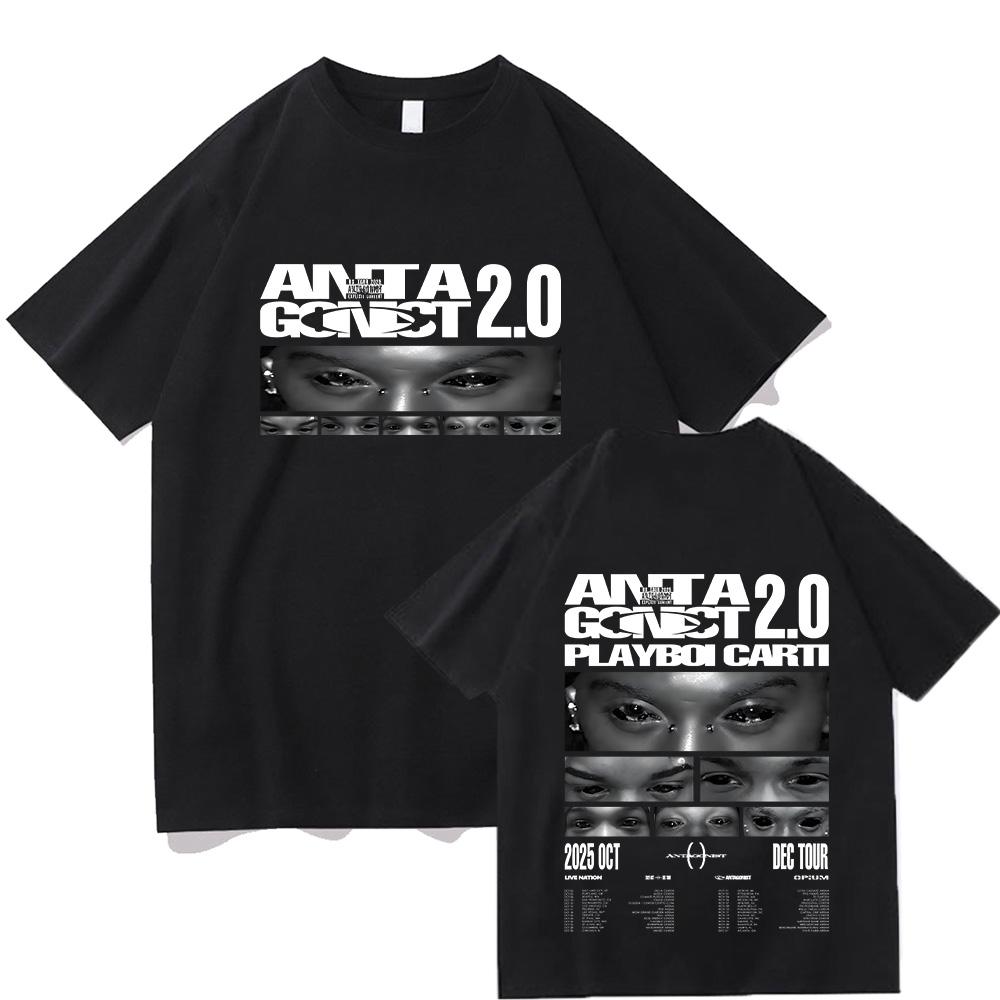 Rapper Playboi Carti Antagonist Tour T-shirts Mens Clothing Hip Hop 90s Vintage T Shirts Male Casual Cotton Streetwear