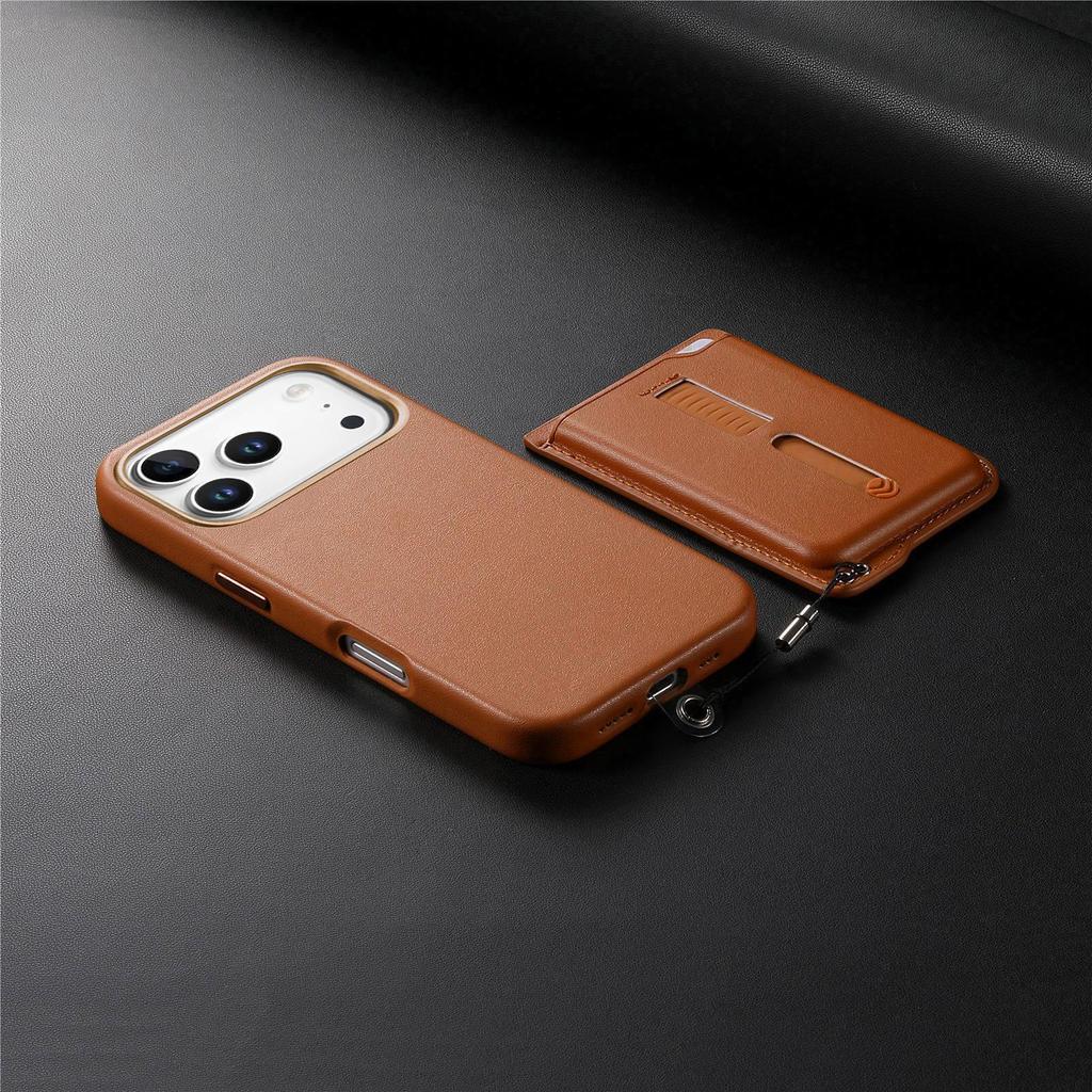 iPhone 17 Magnetic Card Holder Case with Anti-Lost Strap & Drop-Proof Cover, Compatible with 15 Pro & 16 Pro Models