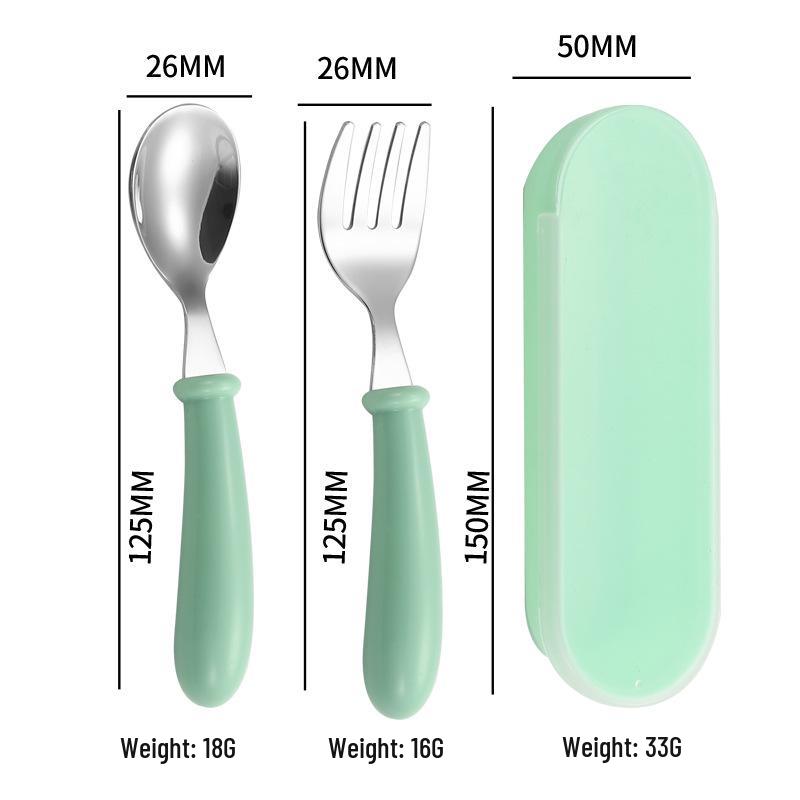 Cartoon Edelstahl Kinderbesteck Set - Tragbares Trainingsbesteck für Kleinkinder