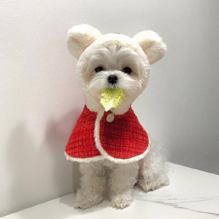 Christmas Pet Cloak Ears Hooded Bib Cape Christmas Dog Coat With Hood Dog Hoodie