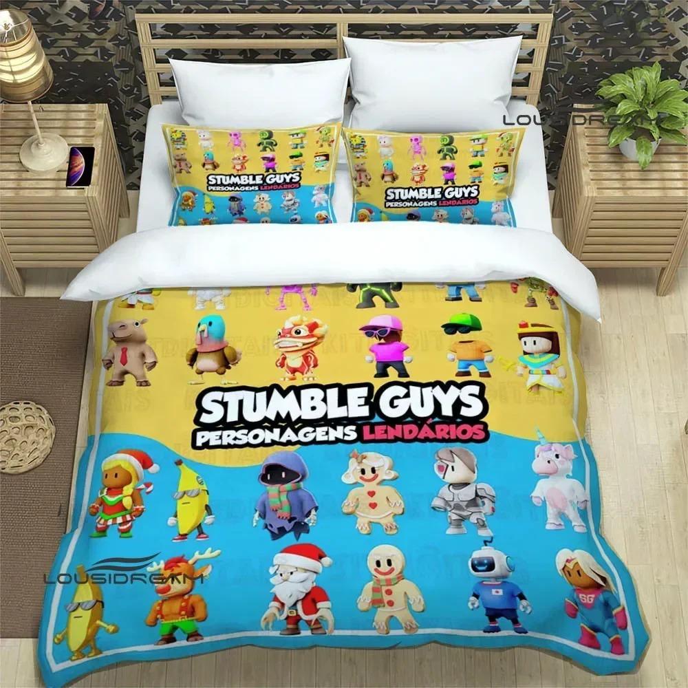 3D Patronen Spel Cartoon Stumble-guys Beddengoed Sets exquise beddengoed set dekbedovertrek dekbedset Luxe Verjaardagscadeau Huishoudtextiel EU Single 135x200cm