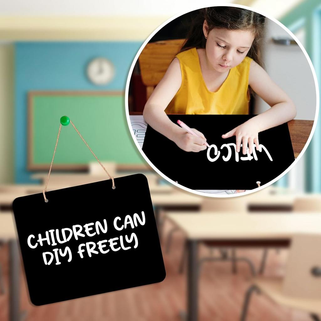 3Pcs Hanging Chalkboard Signs 8x10 Inch Wooden Double Sided Erasable Message Board, Memo Message Sign with Hanging String for Wedding Kitchen Home