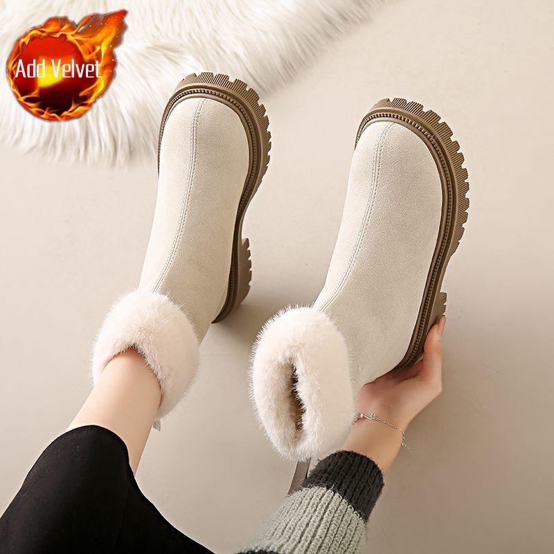 Large Size Warm Ladies Shoes Round Toe Platform Winter Women's Snow Boots on Offer Furry Footwear Comfortable and Elegant Ankle