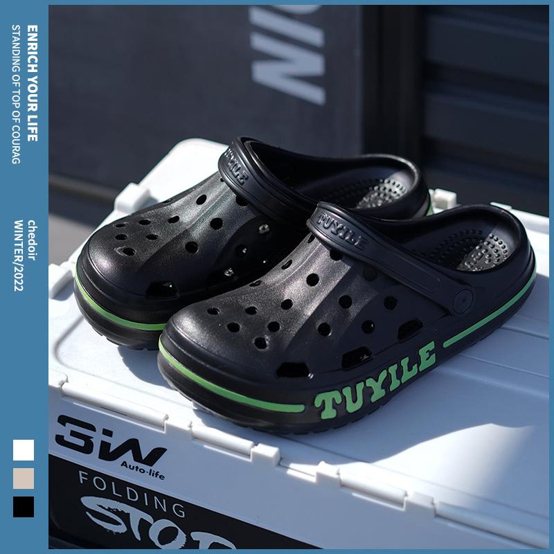 Stepping On Shit Hole Shoes Men Wear Non-slip Bag Head Sandals Beach Thick-soled New Soft-soled Summer EVA Slippers