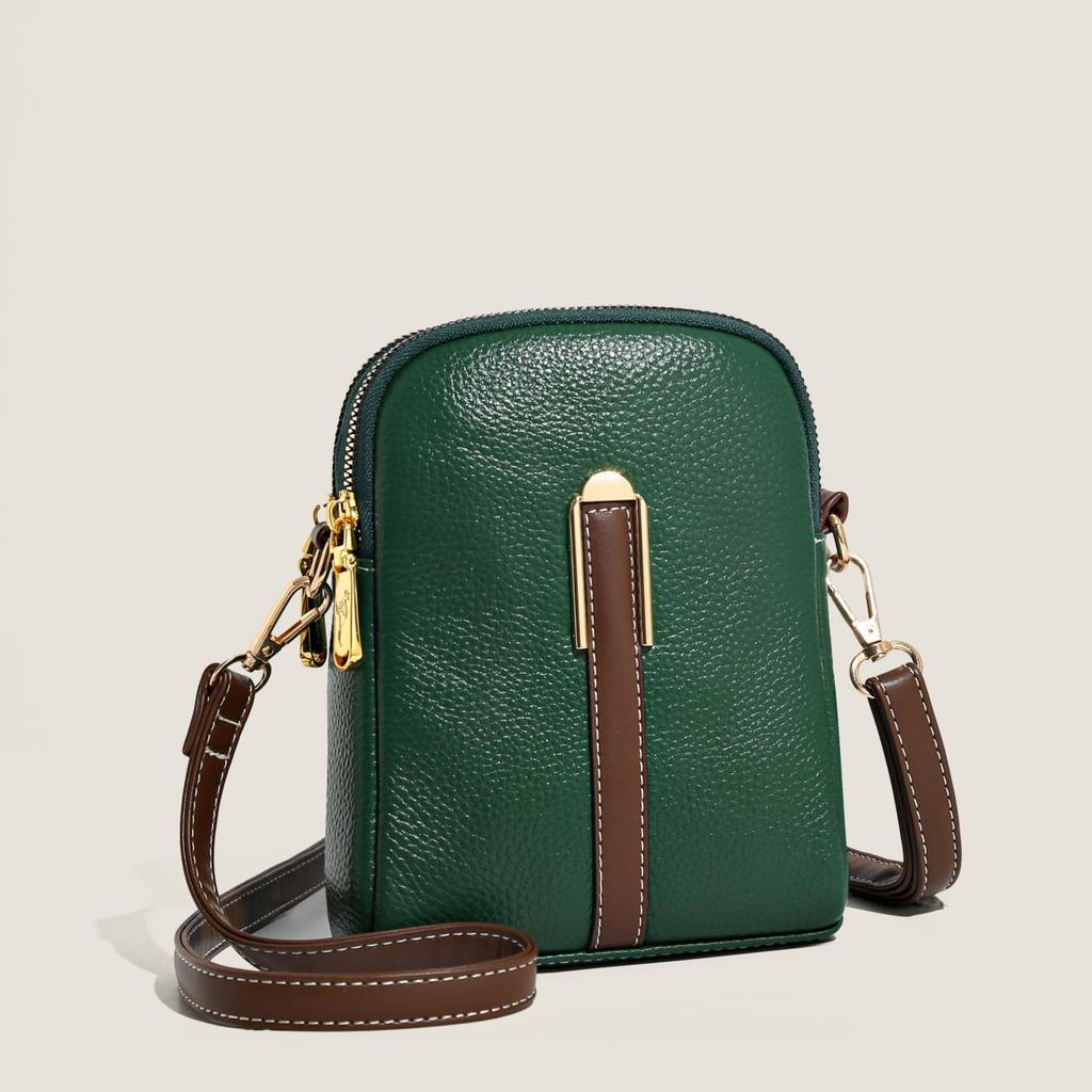 2022 Fashion Real Cowhide Girls Purse Phone Pouch Genuine Leather Shoulder Bags Woman Minimalist Solid Color Mini Crossbody Bag
