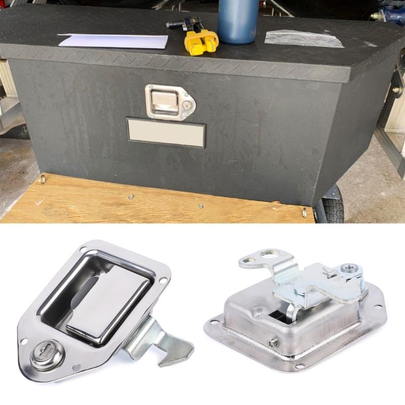 Tool Box Latch Stainless Steel Tool Box Lock Easy Installation Compatible Compact for Trailer Door RV Campers Truck