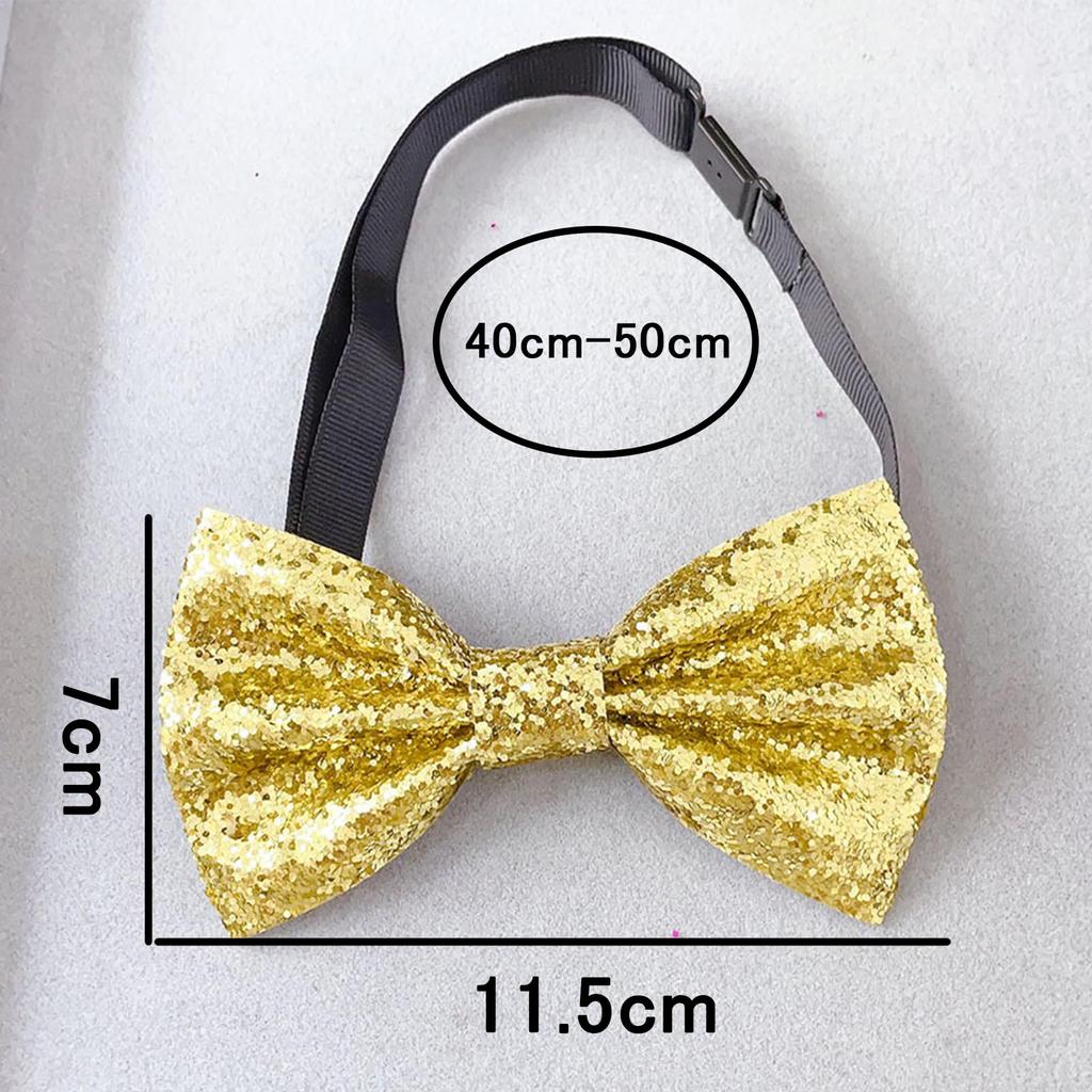 [NazyJnn] Glitter Bow Tie for Men and Women, Adjustable, for Parties, Weddings, Stage Performances, Recitals, Events, Costumes, Gold