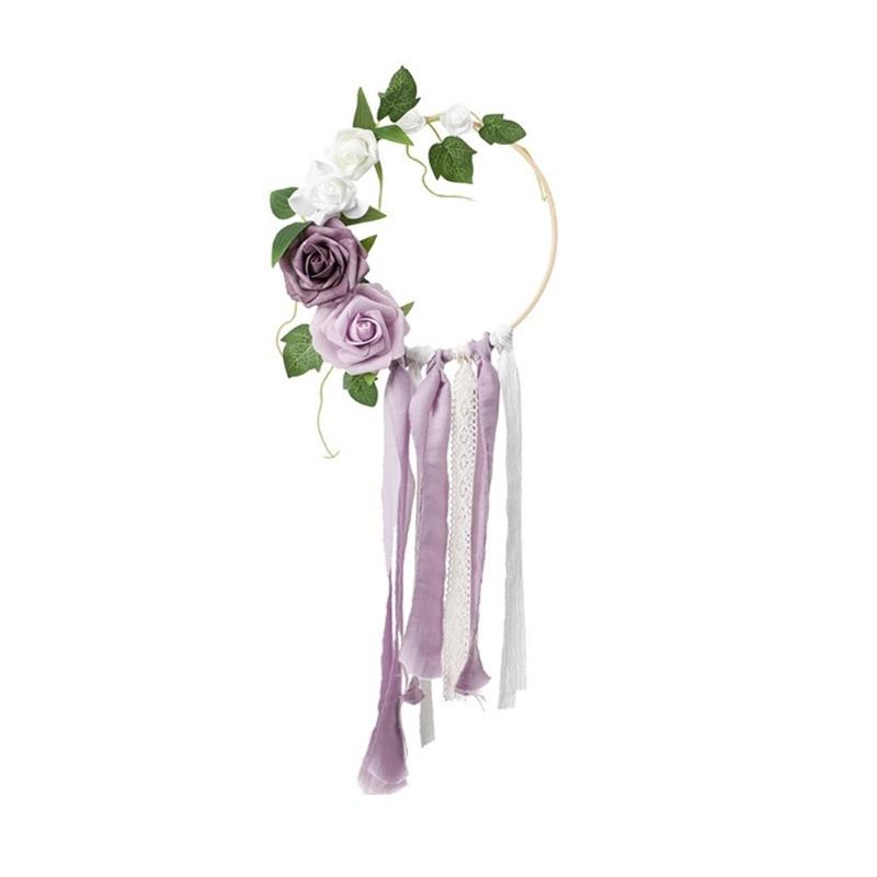 

Faux Florals Garlands with Soft Lace Ribbons Door Wreath for Wedding Decoration Home Adornment Birthday Wedding фиолетовый