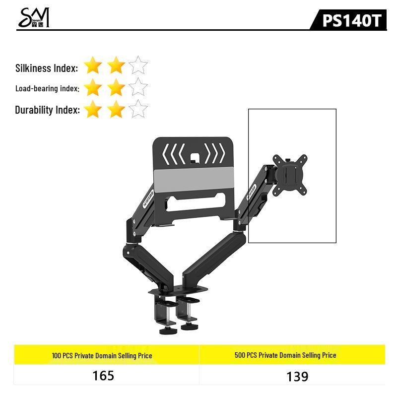 Senmi Dual Screen Adjustable Monitor & Laptop Stand with No-Drill Mechanical Arm for E-sports & Office.