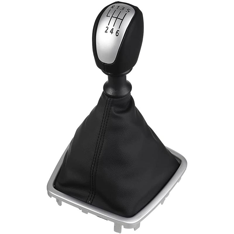 Car Manual Gear Shift Knob Gaiter Boot Cover Lever Shifter Handle Stick Boot Gaiter For Renault/Laguna Mk3 2007-2015 blacksilver