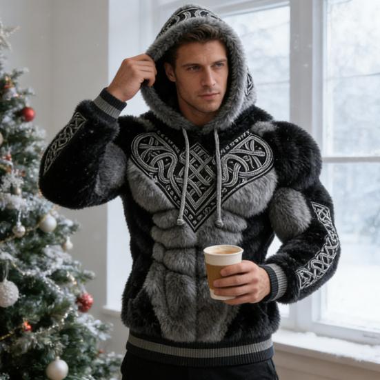 Чоловічий светр-худі з капюшоном на шнурку, з довгим рукавом, 3D цифровий принт, вуличний стиль, повсякденний, для тренувань